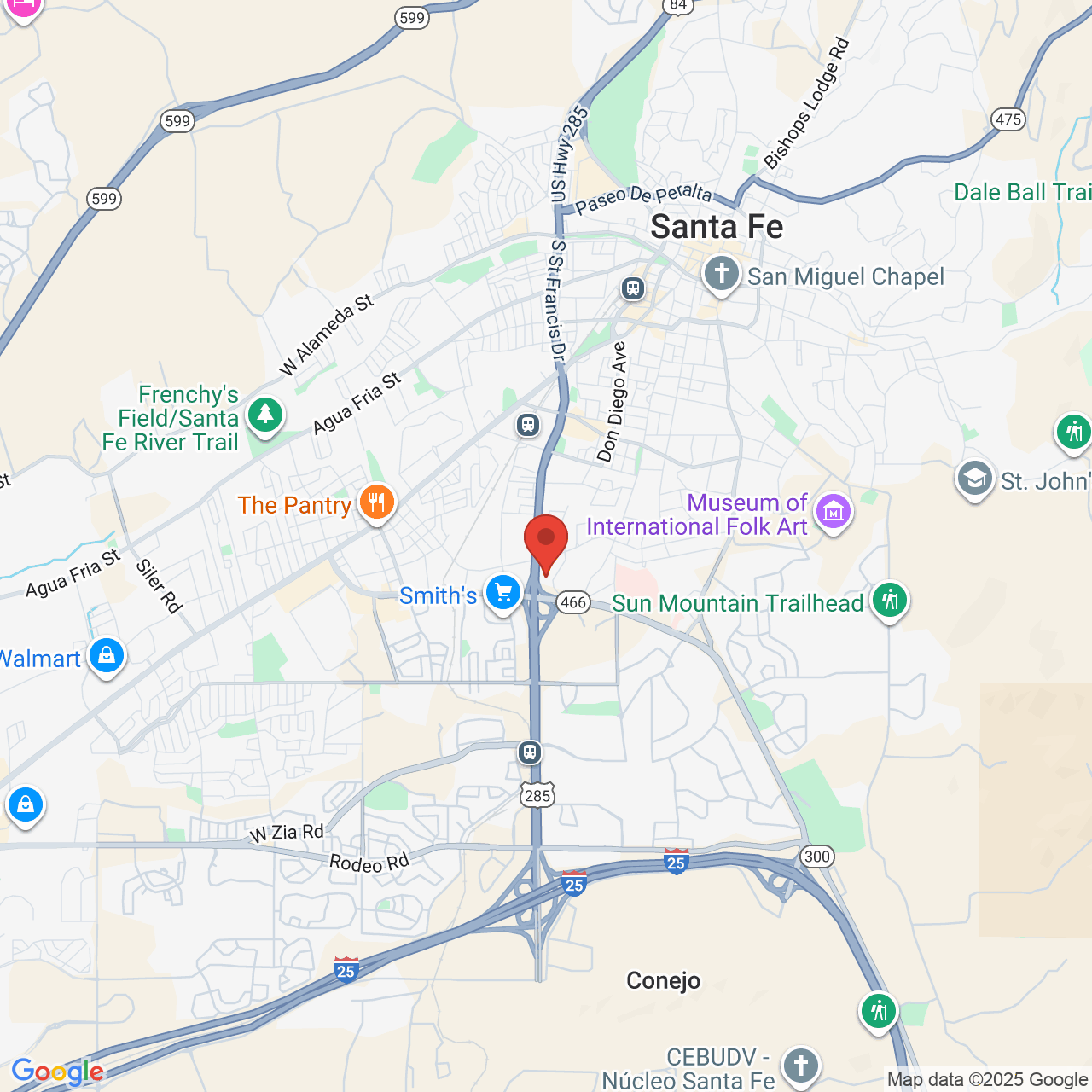 Google map image of our location in 2100 Calle de la Vuelta Santa Fe, NM